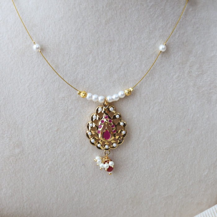 Heritage gold plated invisible short necklace IN648