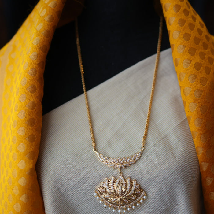 Heritage gold plated pearl padakam long necklace HP5219