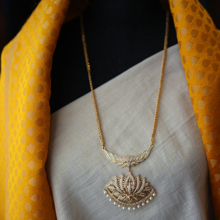 Heritage gold plated pearl padakam long necklace HP5219