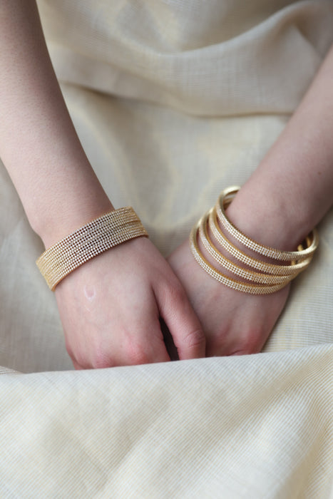 Heritage gold plated white stone bangle HB34212 (Set of 2 bangles)