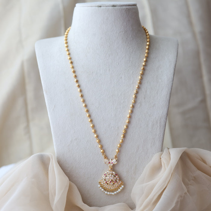Heritage gold plated ruby white stone pendant necklace HP6862