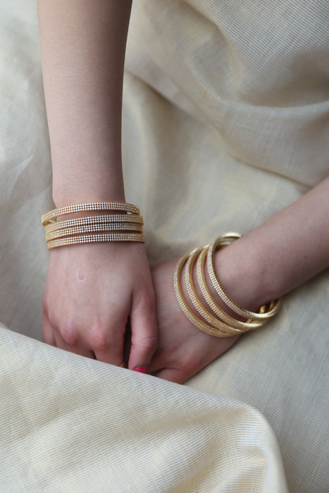Heritage gold plated white stone bangle HB34212 (Set of 2 bangles)