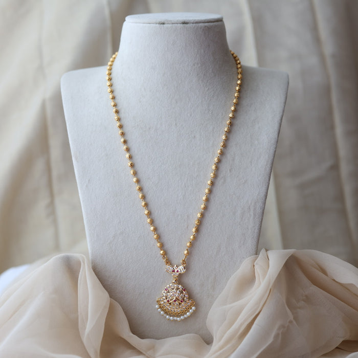 Heritage gold plated ruby white stone pendant necklace HP6862
