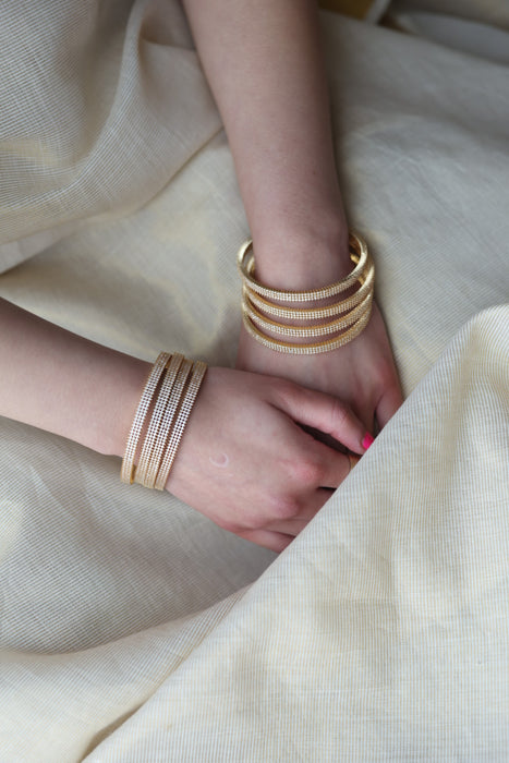 Heritage gold plated white stone bangle HB34212 (Set of 2 bangles)