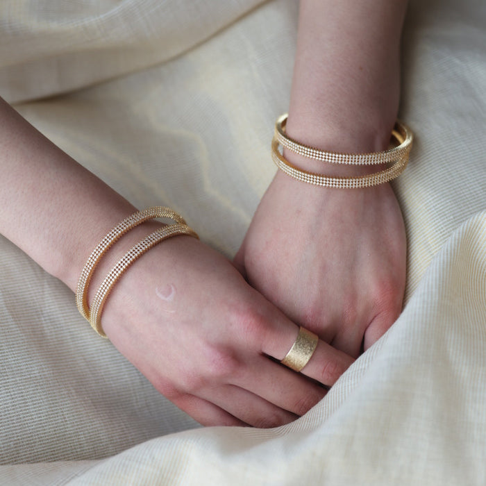 Heritage gold plated white stone bangle HB34212 (Set of 2 bangles)