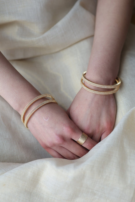 Heritage gold plated white stone bangle HB34212 (Set of 2 bangles)