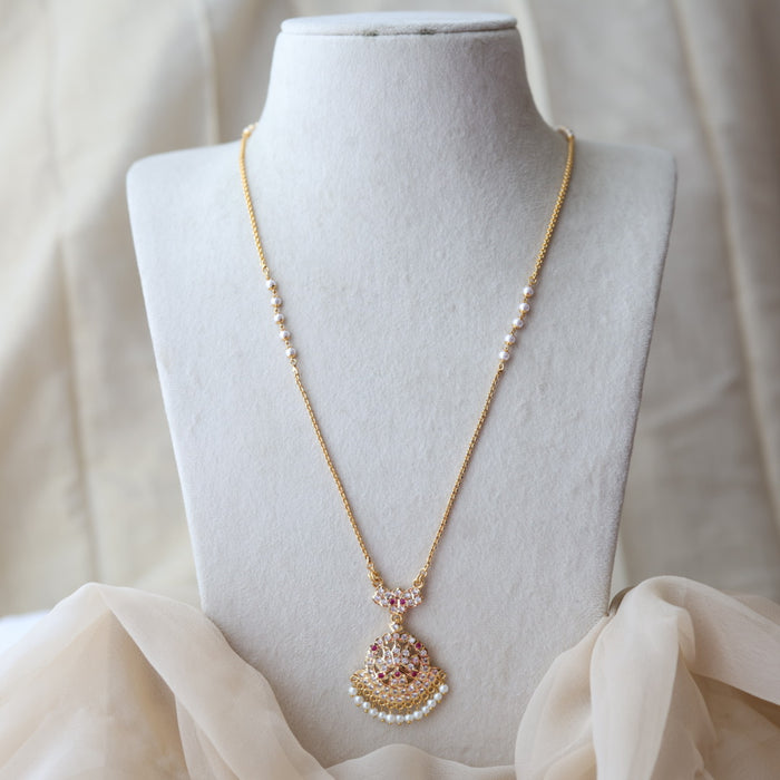 Heritage gold plated ruby white stone pendant necklace HP1723