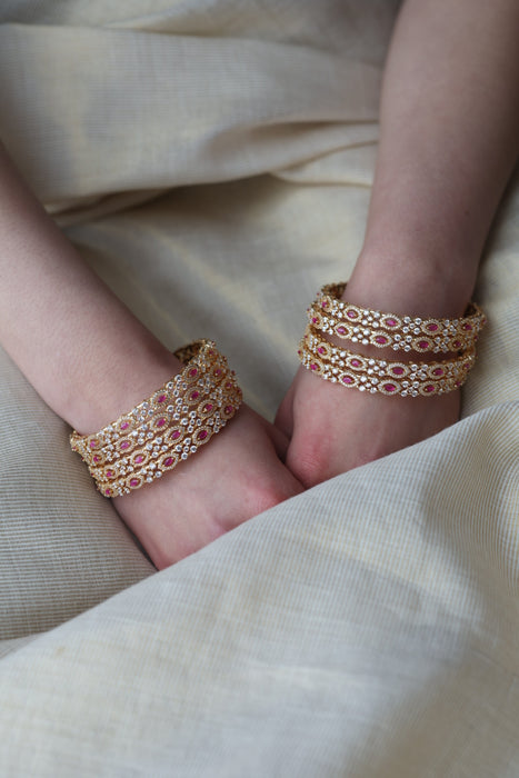 Heritage gold plated white stone bangle HB6900 (Set of 2 bangles)