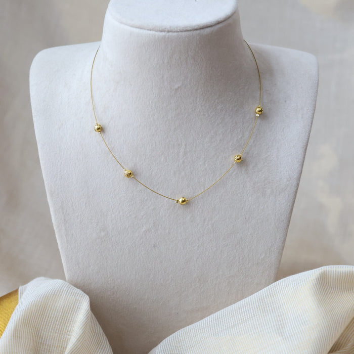 Heritage gold plated invisible short necklace IN653
