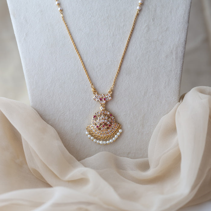 Heritage gold plated ruby white stone pendant necklace HP1723