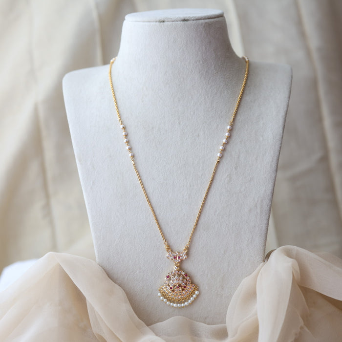 Heritage gold plated ruby white stone pendant necklace HP1723