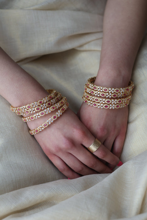 Heritage gold plated white stone bangle HB6900 (Set of 2 bangles)