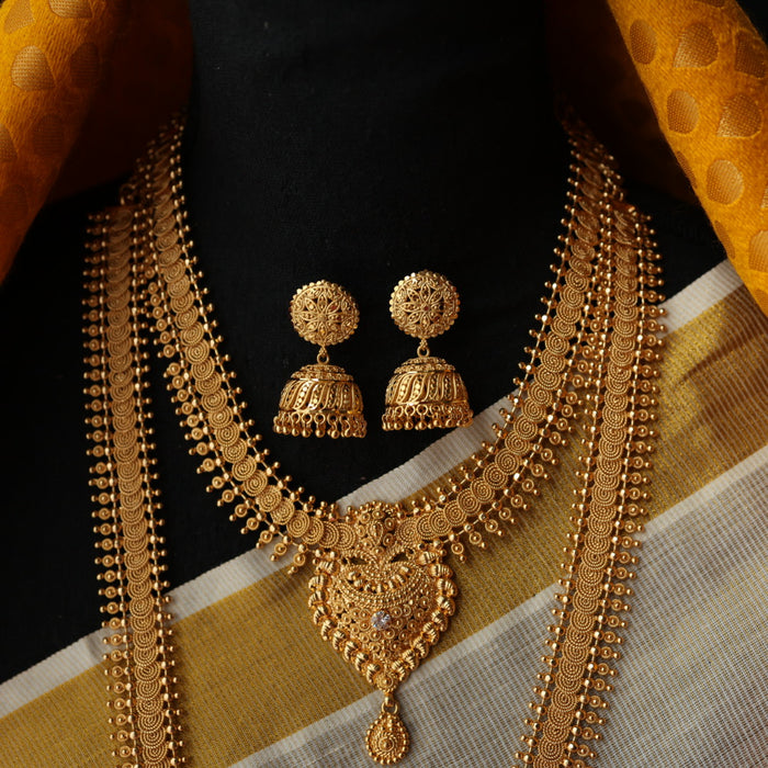 Heritage gold plated padakam long and short necklace set HL6134