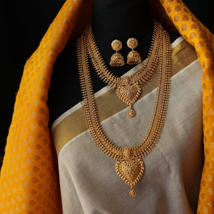 Heritage gold plated padakam long and short necklace set HL6134