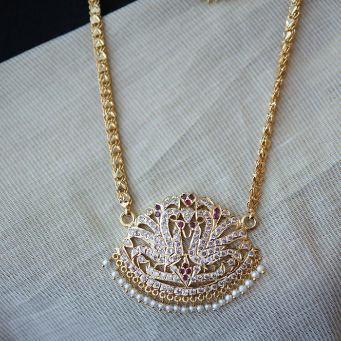 Heritage gold plated pearl padakam necklace set with earrings HP5245