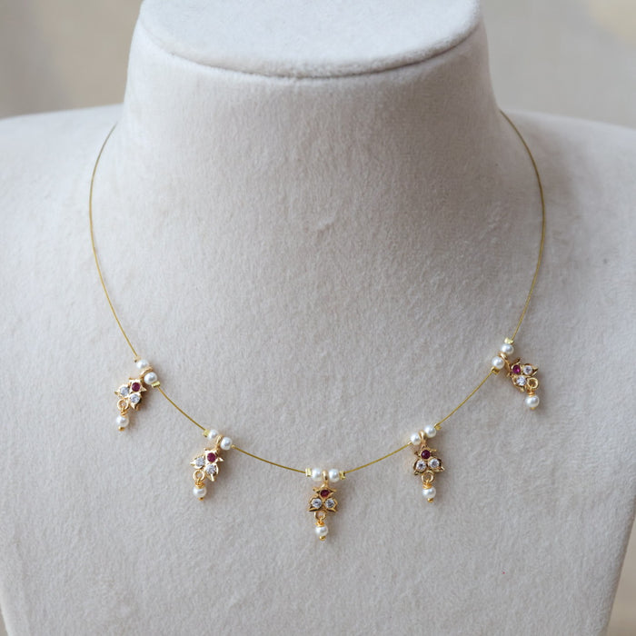 Heritage gold plated invisible short necklace IN6556