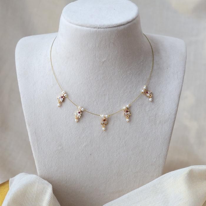 Heritage gold plated invisible short necklace IN6556