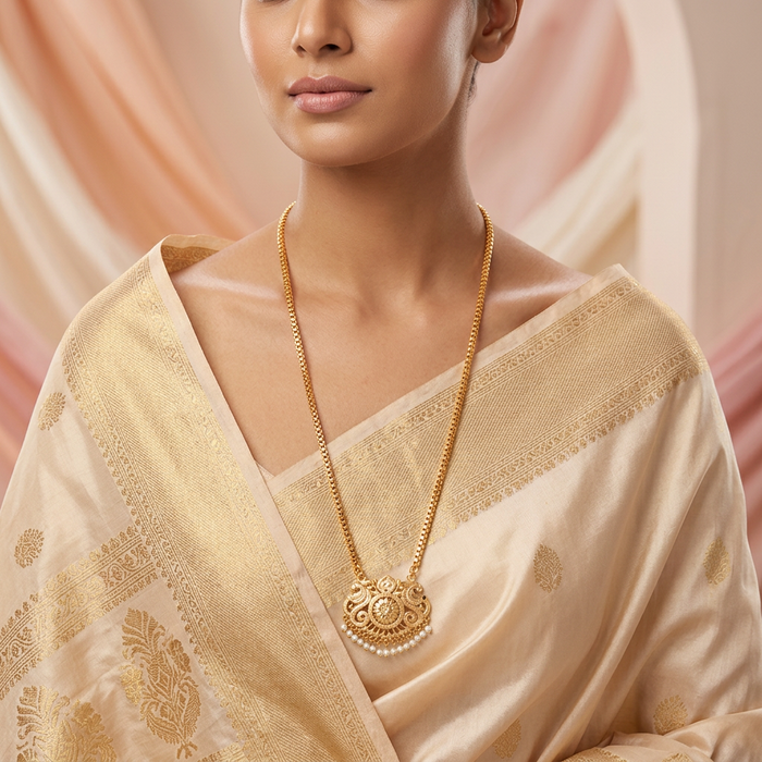 Heritage gold plated gold pendant long necklace HP1283