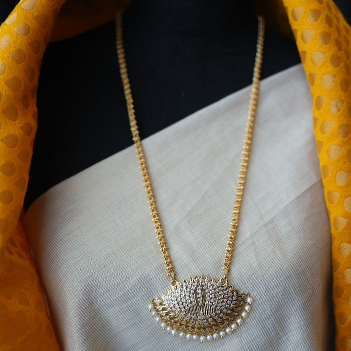Heritage gold plated pearl padakam long necklace HP5254