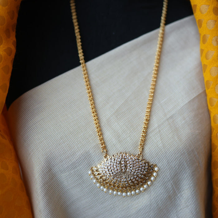 Heritage gold plated pearl padakam long necklace HP5254