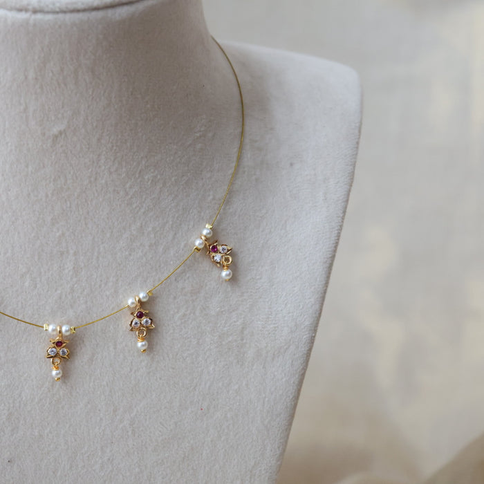 Heritage gold plated invisible short necklace IN6556