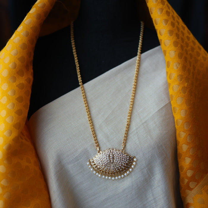 Heritage gold plated pearl padakam long necklace HP5254
