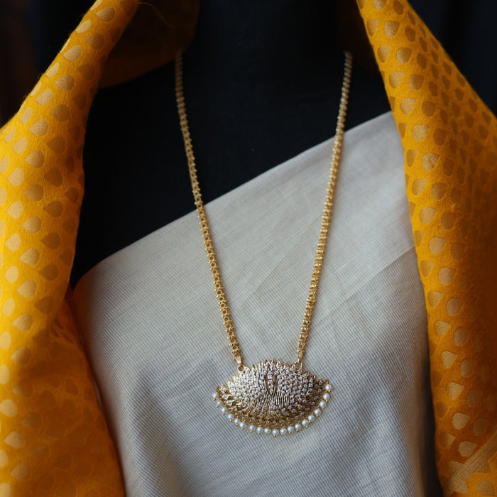 Heritage gold plated pearl padakam long necklace HP5254