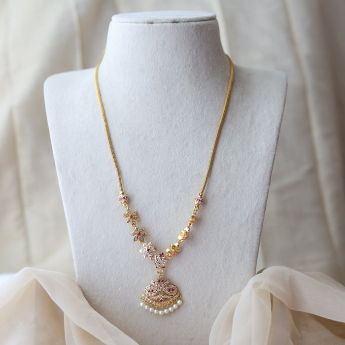 Heritage gold plated ruby white stone pendant necklace HP809