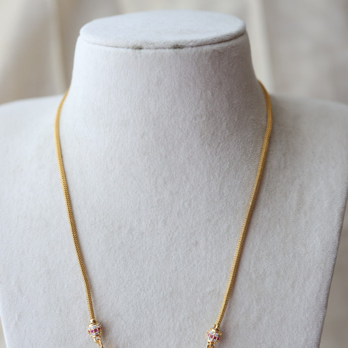 Heritage gold plated ruby white stone pendant necklace HP809
