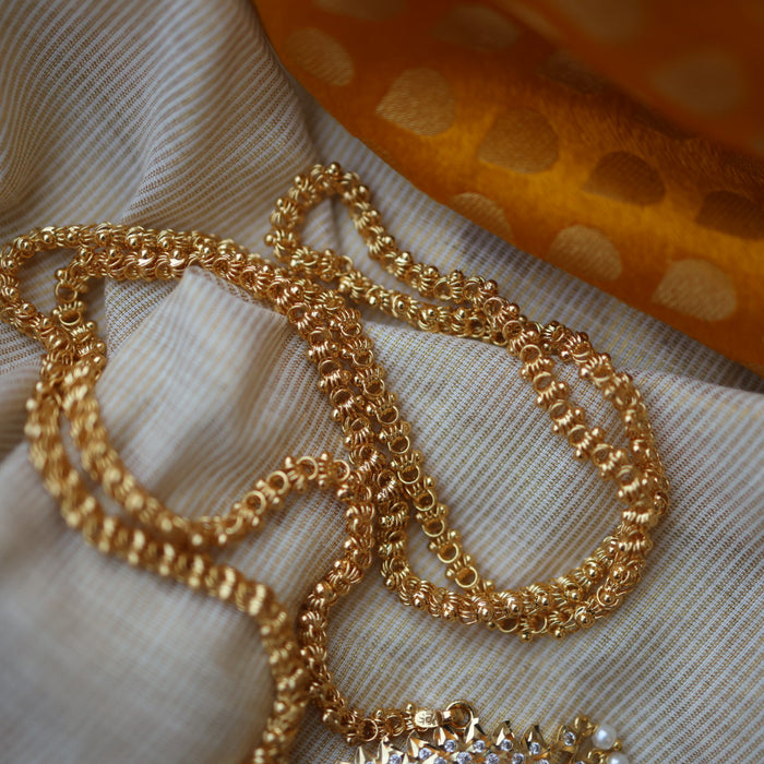 Heritage gold plated pearl padakam long necklace HP5254