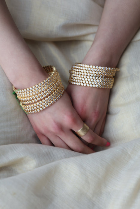 Heritage gold plated white stone bangle HB1345 (Set of 4 bangles)