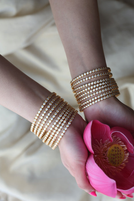 Heritage gold plated white stone bangle HB1345 (Set of 4 bangles)