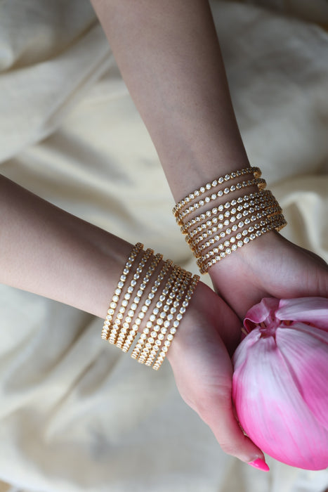 Heritage gold plated white stone bangle HB1345 (Set of 4 bangles)