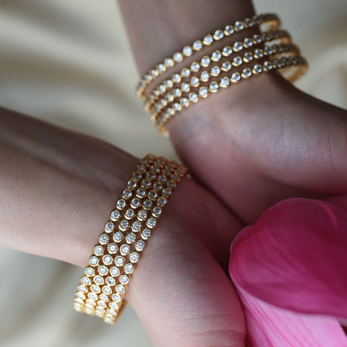 Heritage gold plated white stone bangle HB1345 (Set of 4 bangles)