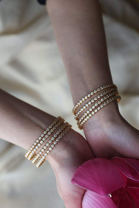Heritage gold plated white stone bangle HB1345 (Set of 4 bangles)