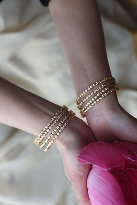 Heritage gold plated white stone bangle HB1345 (Set of 4 bangles)