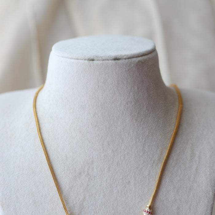 Heritage gold plated ruby white stone pendant long necklace HP8903
