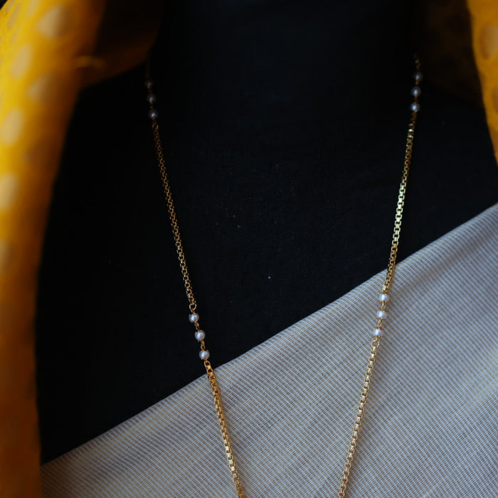 Heritage gold plated pearl padakam long necklace HP433