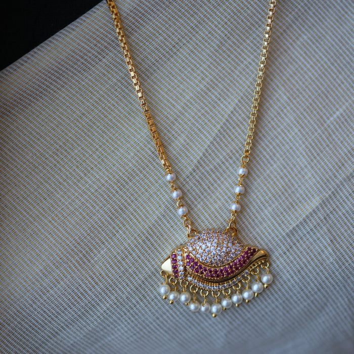 Heritage gold plated pearl padakam long necklace HP433