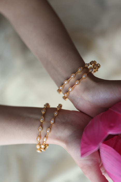 Heritage gold plated pearl bangle HB6889
