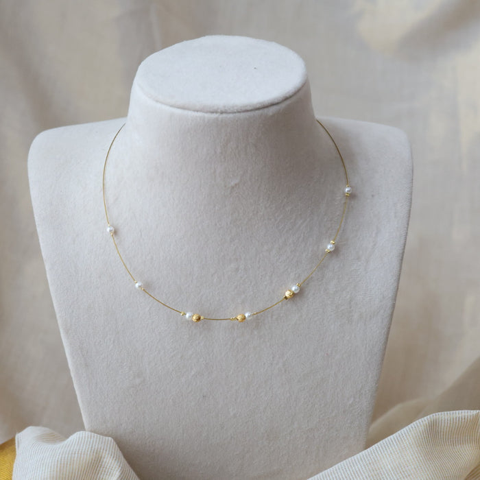 Heritage gold plated invisible short necklace IN667