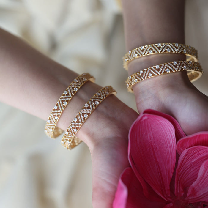 Heritage gold plated white stone bangle HB5722 (Set of 2 bangles)