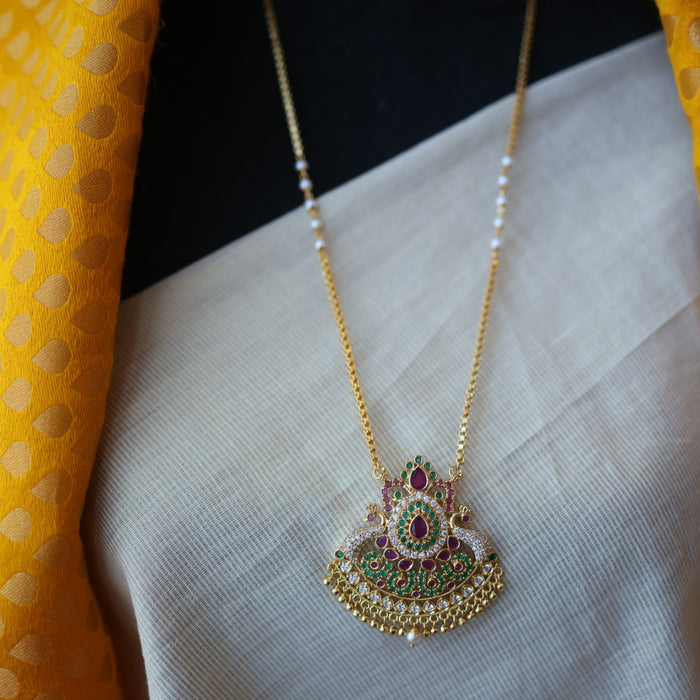 Heritage gold plated pearl padakam long necklace HP53298