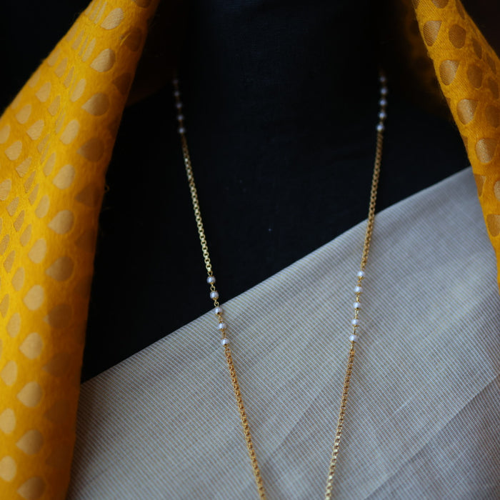 Heritage gold plated pearl padakam long necklace HP53298