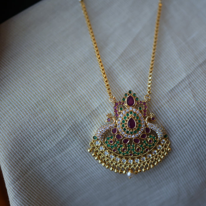 Heritage gold plated pearl padakam long necklace HP53298