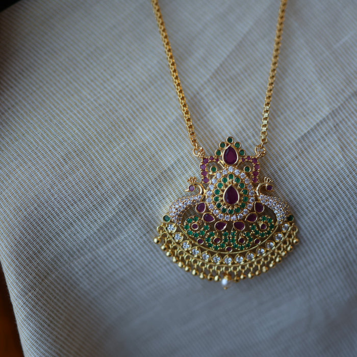 Heritage gold plated pearl padakam long necklace HP53298