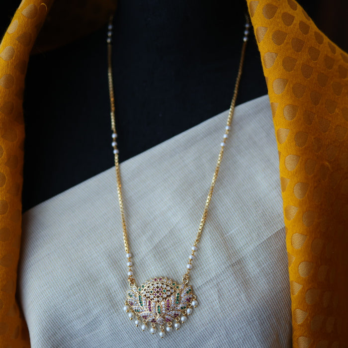 Heritage gold plated pearl padakam long necklace HP5375