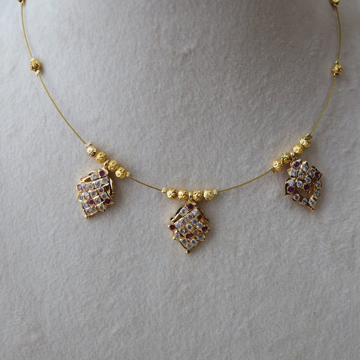 Heritage gold plated invisible short necklace IN671