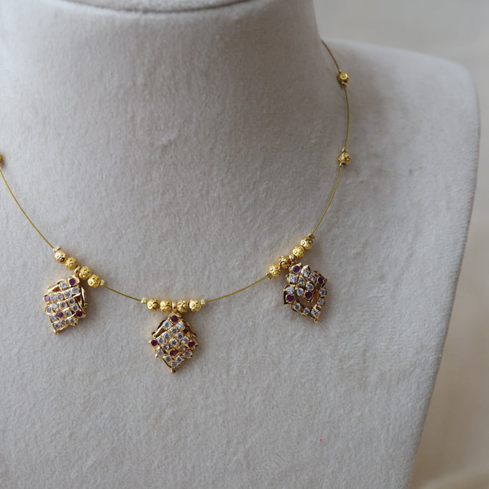 Heritage gold plated invisible short necklace IN671