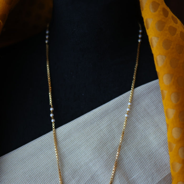 Heritage gold plated pearl padakam long necklace HP5375
